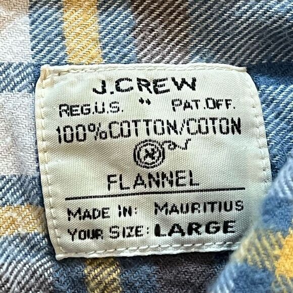 VTG J Crew Men’s Sz Large Plaid Casual Button Down Shirt Blue Yellow Long Sleeve - Picture 3 of 6